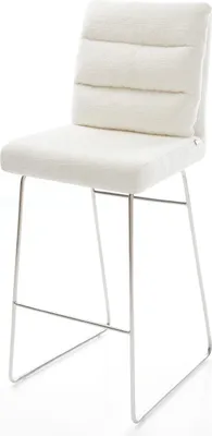 Produktbild von DELIFE Barstuhl Pela-Flex Bouclé Soft Beige Kufengestell Edelstahl Silberfarben