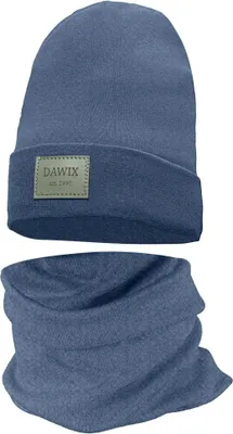 Detské Čiapky Chlapčenské Prechodné Súprava + Šál  54/56 Denim Pastel - Čiapka Jar / Jeseň / Podzim / Zima Dawix