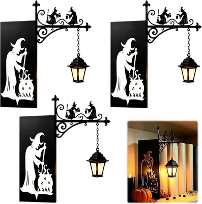 Productafbeelding van Halloween 3-delige set, heks vintage boekensteun met