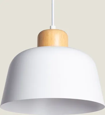 Produktbild von Pendelleuchte aus Metall und Holz Wawak Weiß