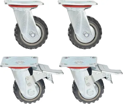 Produktbild von Schwerlastrollen mit 600 kg Tragfähigkeit und 4 Zoll PolyurethanRädern, 2 Stück mit Bremse für Möbel und Wagen