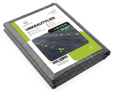 Immagine prodotto di Tessuto non tessuto, 90 g/m², dimensioni 1 x 5 metri, ideale per la copertura del terreno e per l'uso in giardino