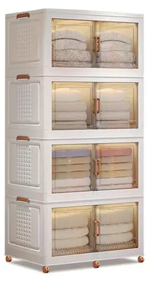 Imagen del producto de Contenedor de almacenamiento, diseño apilable, montaje sencillo, color blanco, dimensiones: 85 cm de ancho