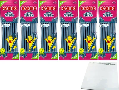Produktbild von Haribo Balla Stixx Veggie Him- und Brombeere 6er Pack (6x200g Packung) + usy Block