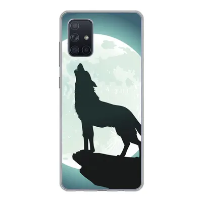 Produktbild von MuchoWow® Handyhülle Schutzhülle Hülle für Samsung Galaxy A51 5G Wolf - Mond - Stein Silikon Softcase Handy Hülle - Abbildung