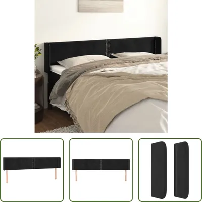 Produktbild von The Living Store Kopfteil mit Ohren Schwarz 183x16x78/88 cm Samt