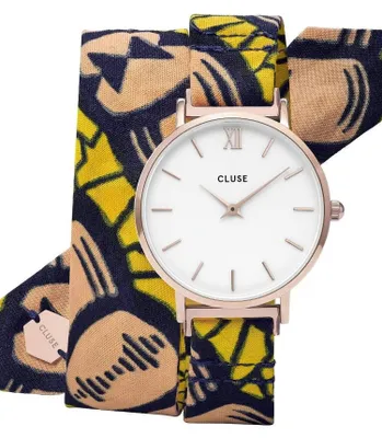 Produktbild von Cluse Damen Armbanduhr Minuit Mino 33 mm Wickel-Stoffarmband Armband Stoff CL30057