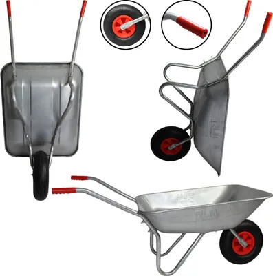 Produktbild von Schubkarre Gartenkarre Bauschubkarre Mulde verzinkt Schiebkarre 65 L 100 kg S1