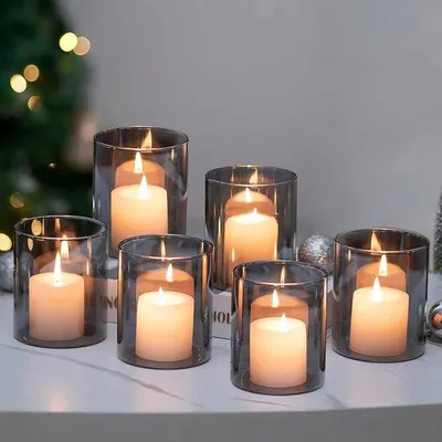 Image de Bougeoirs en verre - décoration de table moderne - lot de 6 - noir