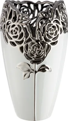 Immagine prodotto di Gilde Vase, "Rose", Rosenmotiv, Keramik, weiß, VE 1, H. 32 cm, D. 18 cm 58457
