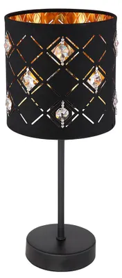 Produktbild von Tischleuchte, Stoffschirm, Kristalle, schwarz gold, H 35 cm