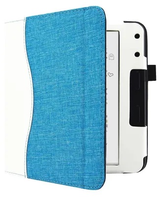Image de Dutch Shield - Jeans strap Case Housse pour le Tolino Vision Color Ebook - Housse à rabat Ereader Housse de protection bleue, blanche