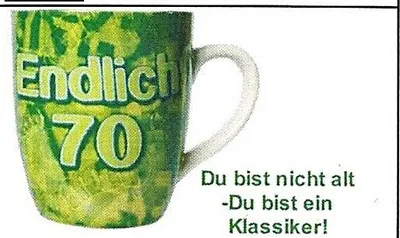 Produktbild von FUN BECHER TASSE IM GESCHENKKARTON 70.GEBURTSTAG Porzellan ENDLICH 70 KAFFEEPOTT