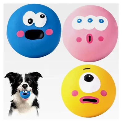 Produktbild von 3 Stück Hundebälle mit Quietscher - Weiche, Bouncy Fetch Bälle für kleine und mittlere Haustiere in 3 Farben