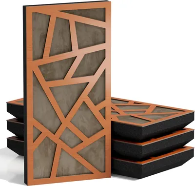 Imagen del producto de Juego de 10 paneles acústicos estrechos SKYROSS-F, 50x25x5 cm, cerezo/beige