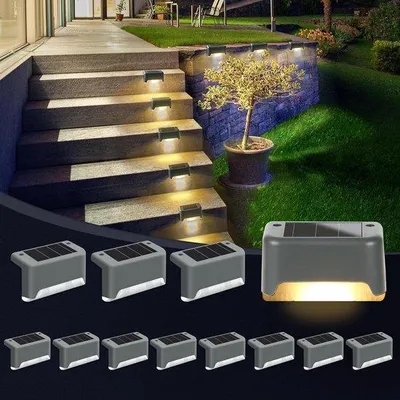 Image de Luminaires solaires d'extérieur pour terrasses et escaliers - 12 pièces - Résistants à l'eau - Éclairage extérieur pour le jardin