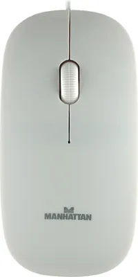 Produktbild von Manhattan Optische Slim Maus , USB, drei Tasten plus Mausrad, 1000 dpi, weiß, Beidhändig, Optisch, USB Typ-A, 1000 DPI, Weiß