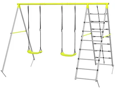 Obrázek produktu pro Dětské houpačky s lezeckou konstrukcí a sítí | Barva: zelená | Rozměry: 260 x 185 x 180 cm