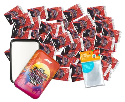 Image de Lot comprenant Turbo Attax Formule 1 2026 : 50 cartes différentes + 1 boîte vide (sélection aléatoire) + pochettes de collection exclusives
