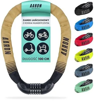 Zdjęcie produktu dla Zamek łańcuchowy rowerowy 5 cyfrowy kod stalowy 100 cm
