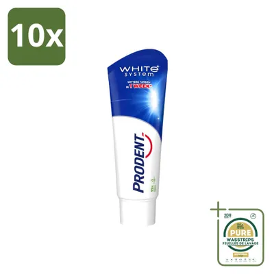 Obrázek produktu pro 10 kusů zubní pasty Prodent White System – přirozeně bělící – 75 ml – balení
