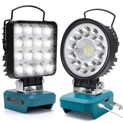 Produktbild von LED Arbeitsleuchte Akku Baustrahler für Makita 18V Akku, Kabellose Werkstattlampe Tragbarer Flutlicht Scheinwerfer mit USB & Type-C, 6000K (Ohne Akku)