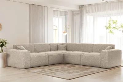 Produktbild von Ecksofa Designersofa CELES PREMIUM in Stoff Sven Cappuccino Seite Universal