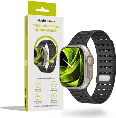 Productafbeelding van Magnetische polsband, zwart, geschikt voor Apple Watch 49 mm / 46 mm / 45 mm / 44 mm