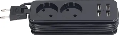 Zdjęcie produktu dla listwa zasilająca 1200W 10A 2 okrągłe gniazda 4 porty USB Gniazdo zasilania do telefonu laptopa