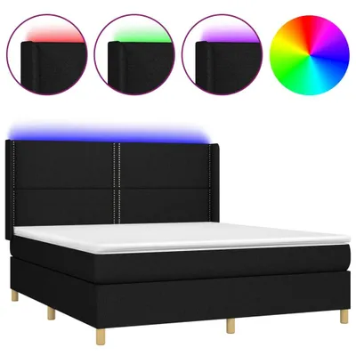 Produktbild von "WINTER SALE"Boxspringbett Modernes/Doppelbett - Polsterbett Erwachsene/r /Kind - mit Matratze & LED Schwarz 180x200cm Stoff - Klassische Betten NeuMöbel496995