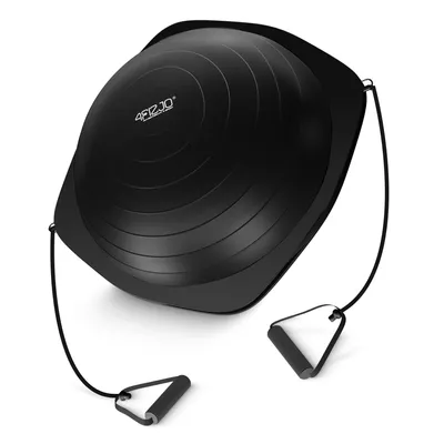 Produktbild von 4FIZJO Balance Ball mit Expander, Halbkugel, Trainer für Gleichgewicht, Fitness Training, schwarz
