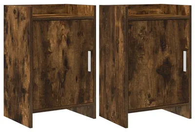 Image de Tables de chevet, lot de 2, en bois chêne fumé, dimensions : 40 x 30 x 60 cm
