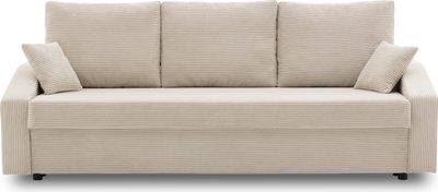 Couch DORMA 221x92 - mit schlaffunktion - Farben zur Auswahl - komfortables Couch - mit Bettkasten - Stoff POSO 100 Beige