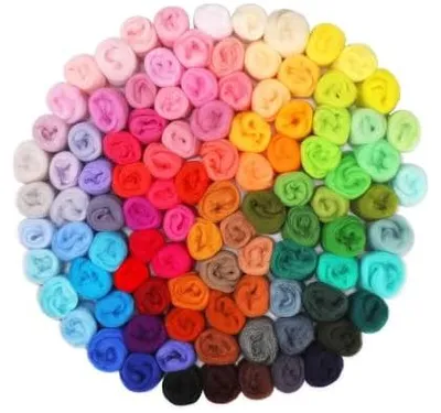 Filzwolle Set 300 g, 100 Farben, Merinowolle, Nass- & Trockenfilzen