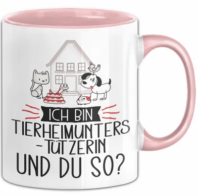 Produktbild von Tierheimunterstützerin Tasse Geschenk Ich Bin Tierheimunterstützerin Und Du So Geschenkidee Lustiger Spruch Becher (Rosa)