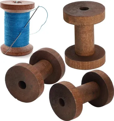 Produktbild von Holzspulen Set 3 dunkelbraun 13x8x4 für DIY Nähen