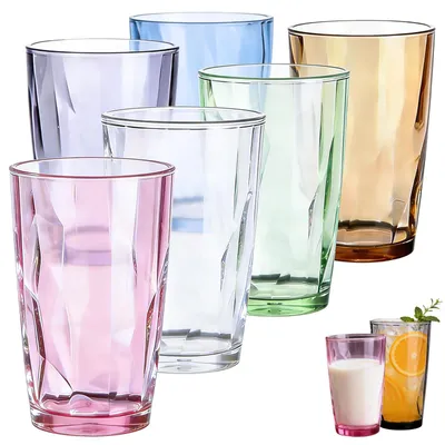 Trinkgläser-Set 6er, 500 ml, stapelbar, mehrfarbig, Kunststoff