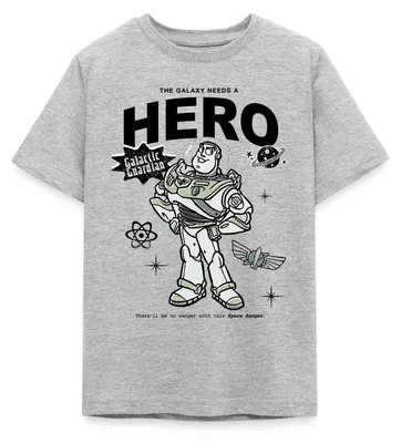 Produktbild von Spreadshirt Toy Story Hero Buzz Lightyear Teenager T-Shirt, 134/146 (9-11 Jahre), Grau meliert