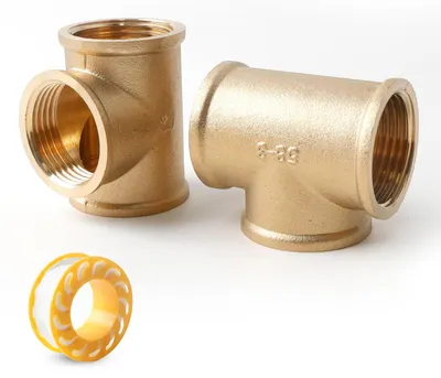 Messing T-Stück 1 Zoll, 2 Stück, Ø 32 mm Innengewinde, DN25