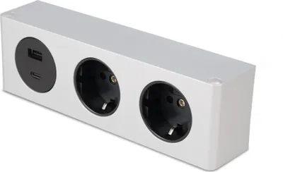 Produktbild von kalb | 3-fach Steckdosenleiste, 2x230V Steckdose und USB A/C Anschluss silber
