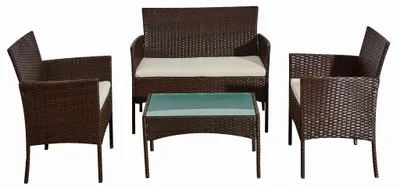Immagine prodotto di COMODO | Set di mobili da giardino - 4 pezzi - Marrone scuro - Resistente alle intemperie - Design elegante - Facile da curare