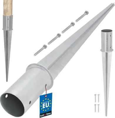 Zdjęcie produktu dla KOTARBAU® Podstawa Słupa Okrągła Kotwa Wbijana Do Ziemi Stalowa Do Ogrodzeń Pergoli Altany FI 80 MM