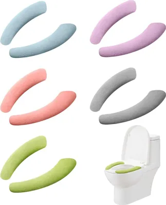 Produktbild von 5 Paar Toilettensitz-Aufkleber, selbstklebend, für Toilettensitze, für Zuhause, Toiletten, waschbar, wiederverwendbar, 5 Farben