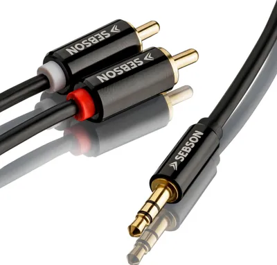 Produktbild von Klinke 3,5mm auf 2 Cinch Stecker, AUX Audio Stereo Kabel 10m, RCA zu Jack SEBSON