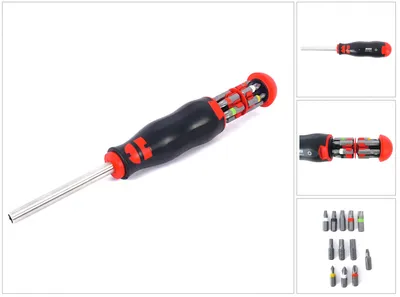 Produktbild von Würth 06136001 Schraubendreher Schraubenzieher mit Bit Magazin im Griff inkl. 12 Bits ...