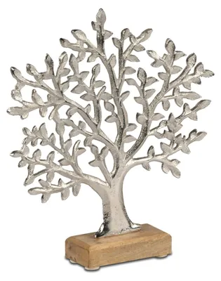 Produktbild von Dekoobjekt Lebensbaum silber H. 27cm aus Aluminium und Mangoholz-Sockel Formano