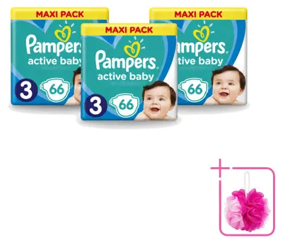 Immagine prodotto di 3 pannolini Pampers Active Baby-Dry, taglia 3 (6–10 kg) - confezione risparmio - 3 pezzi