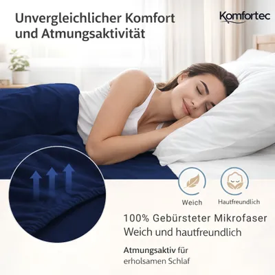 Produktbild von Komfortec Spannbettlaken 90x200 cm, Bettlaken Boxspringbett bis 15cm - 30cm Matratzenhöhe, Navy Blau