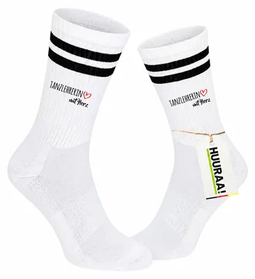 Produktbild von Huuraa Uni Socken Tanzlehrerin mit Herz 37/41 Black Baumwolle Tennissocken Geschenkidee