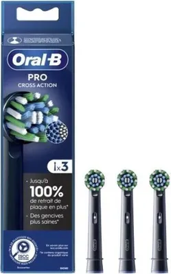 Image de ORAL-B Pro Cross Action Noire - Brossettes pour brosse à dents - 3 unités